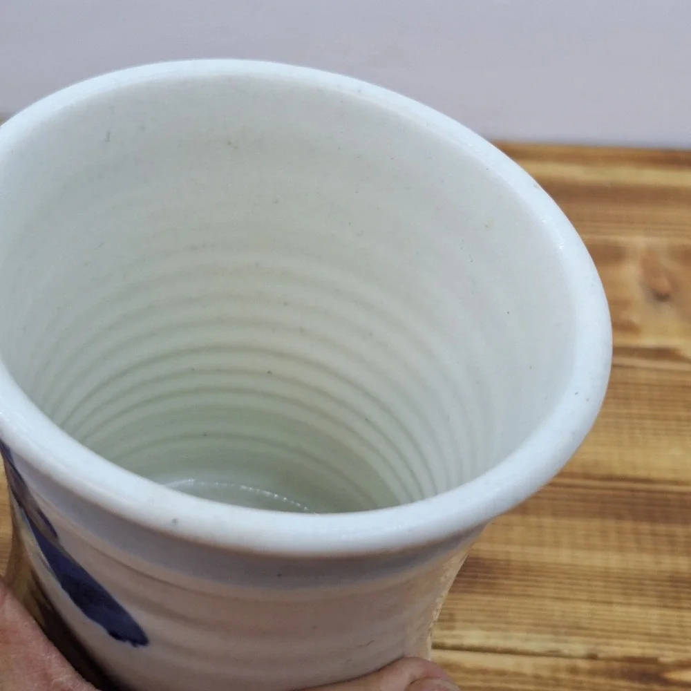 Pottery Crock Jar Vase Handmade Flowers Pencil‎ Holder Utensil Mini 4